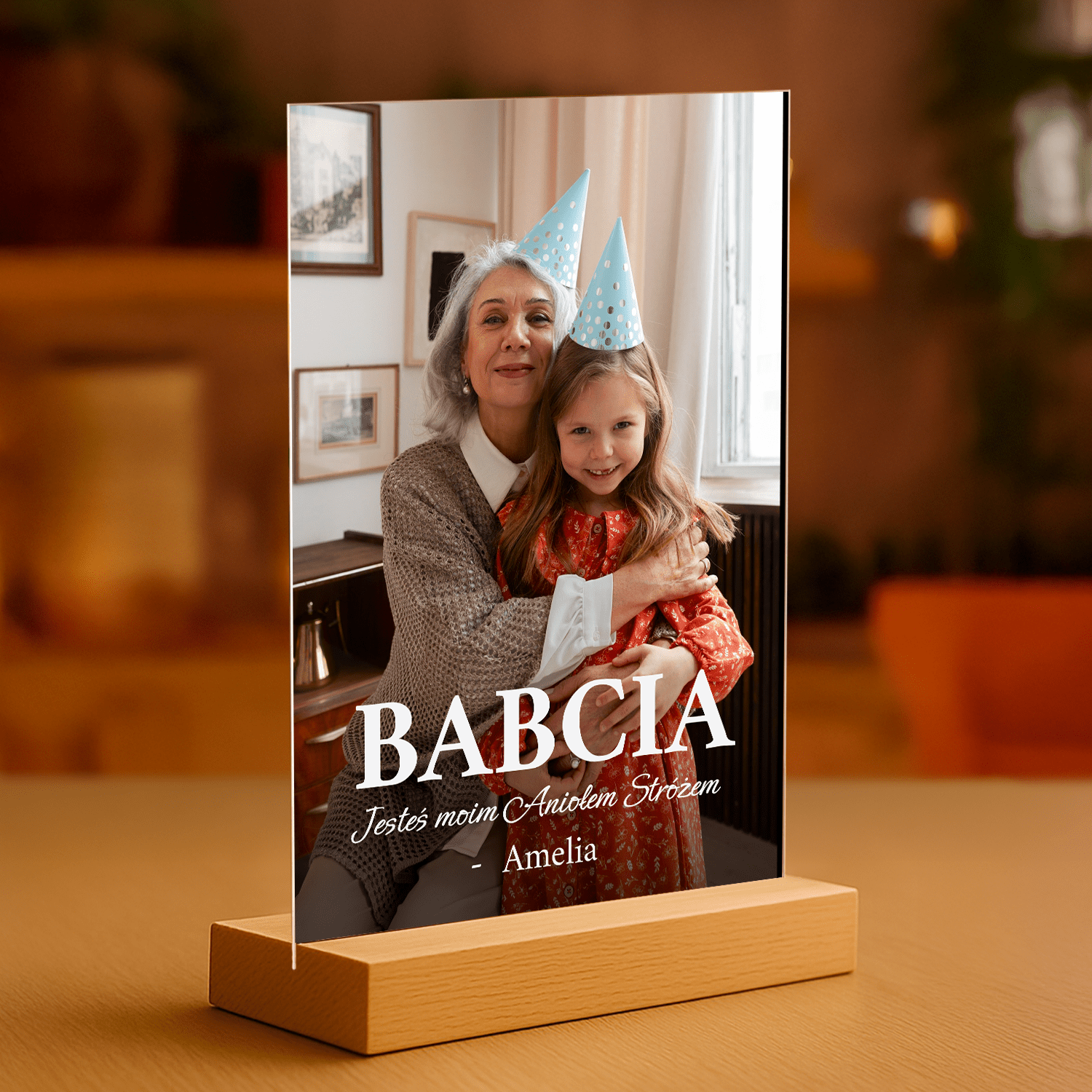 Babciu, jesteś Aniołem Stróżem - personalizowany druk na szkle dla babci - Emmygift.pl