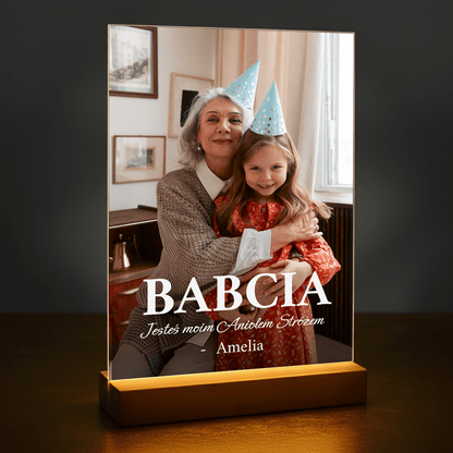 Babciu, jesteś Aniołem Stróżem - personalizowany druk na szkle dla babci - Emmygift.pl