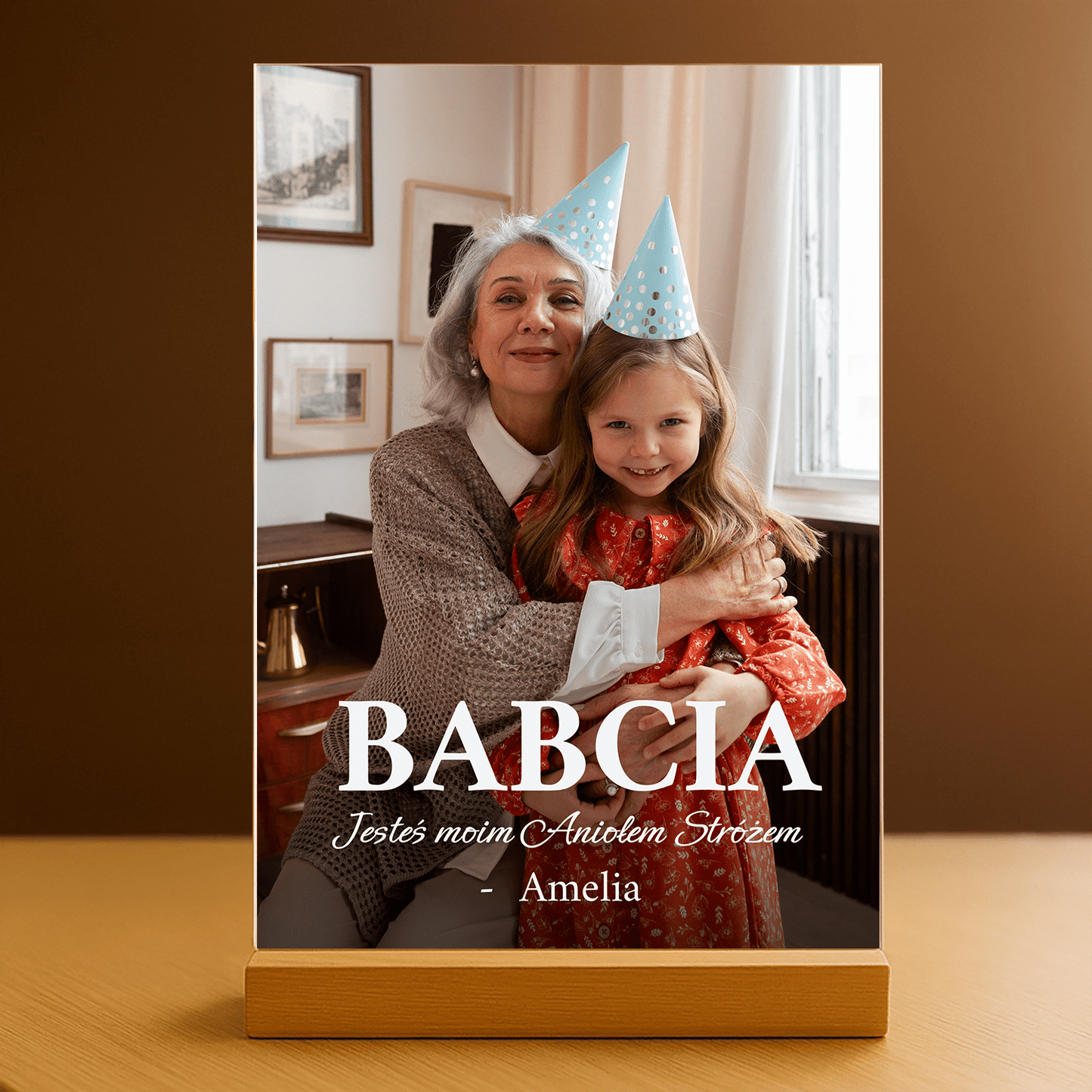 Babciu, jesteś Aniołem Stróżem - personalizowany druk na szkle dla babci - Emmygift.pl