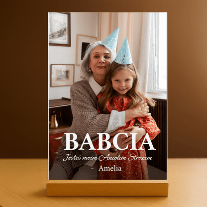 Babciu, jesteś Aniołem Stróżem - personalizowany druk na szkle dla babci - Emmygift.pl