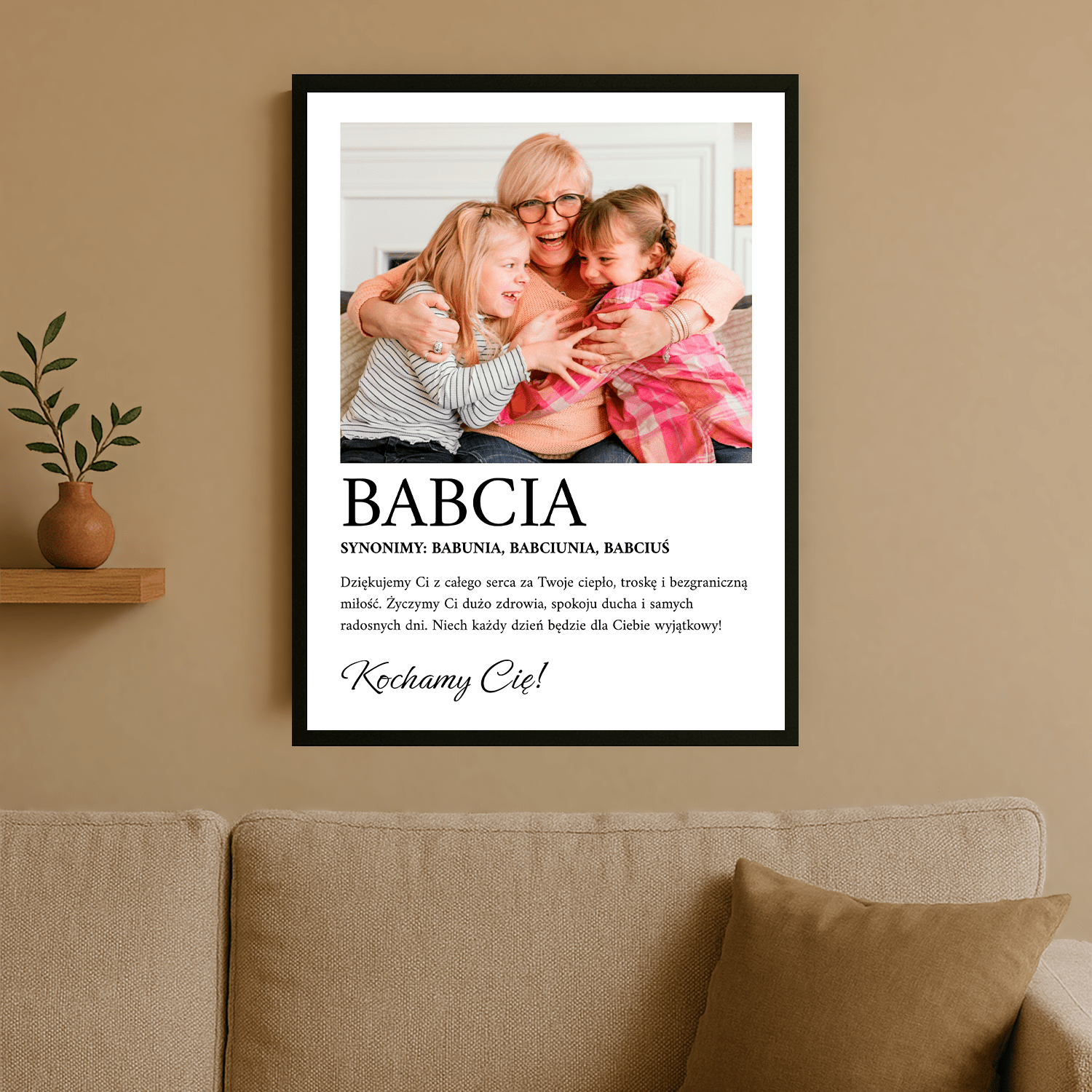 Babciu, kochamy Cię! - plakat personalizowany dla babci - Emmygift.pl