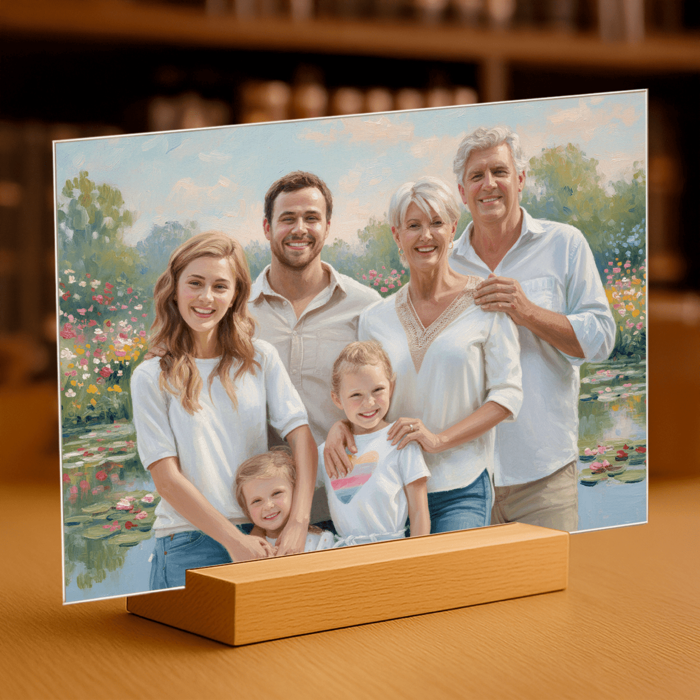 Cała rodzina w stylu impresji - portret na szkle akrylowym dla rodziców - Emmygift.pl