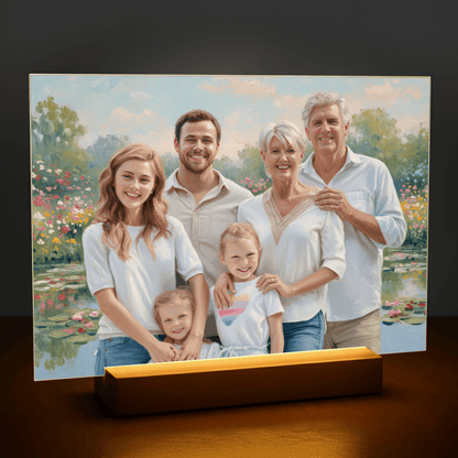 Cała rodzina w stylu impresji - portret na szkle akrylowym dla rodziców - Emmygift.pl