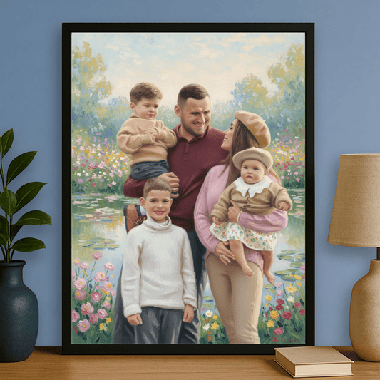 Cała szczęśliwa rodzina - portret na plakacie dla rodziców - Emmygift.pl