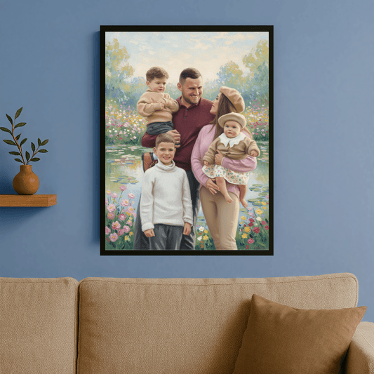 Cała szczęśliwa rodzina - portret na plakacie dla rodziców - Emmygift.pl
