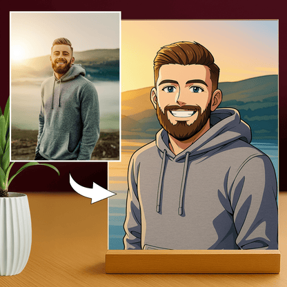 Chłopak w stylu Anime - portret na szkle akrylowym dla niego - Emmygift.pl