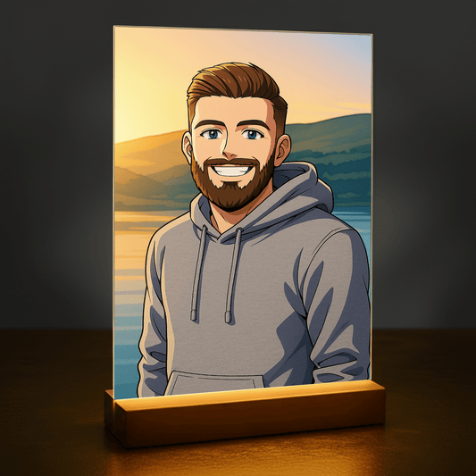 Chłopak w stylu Anime - portret na szkle akrylowym dla niego - Emmygift.pl