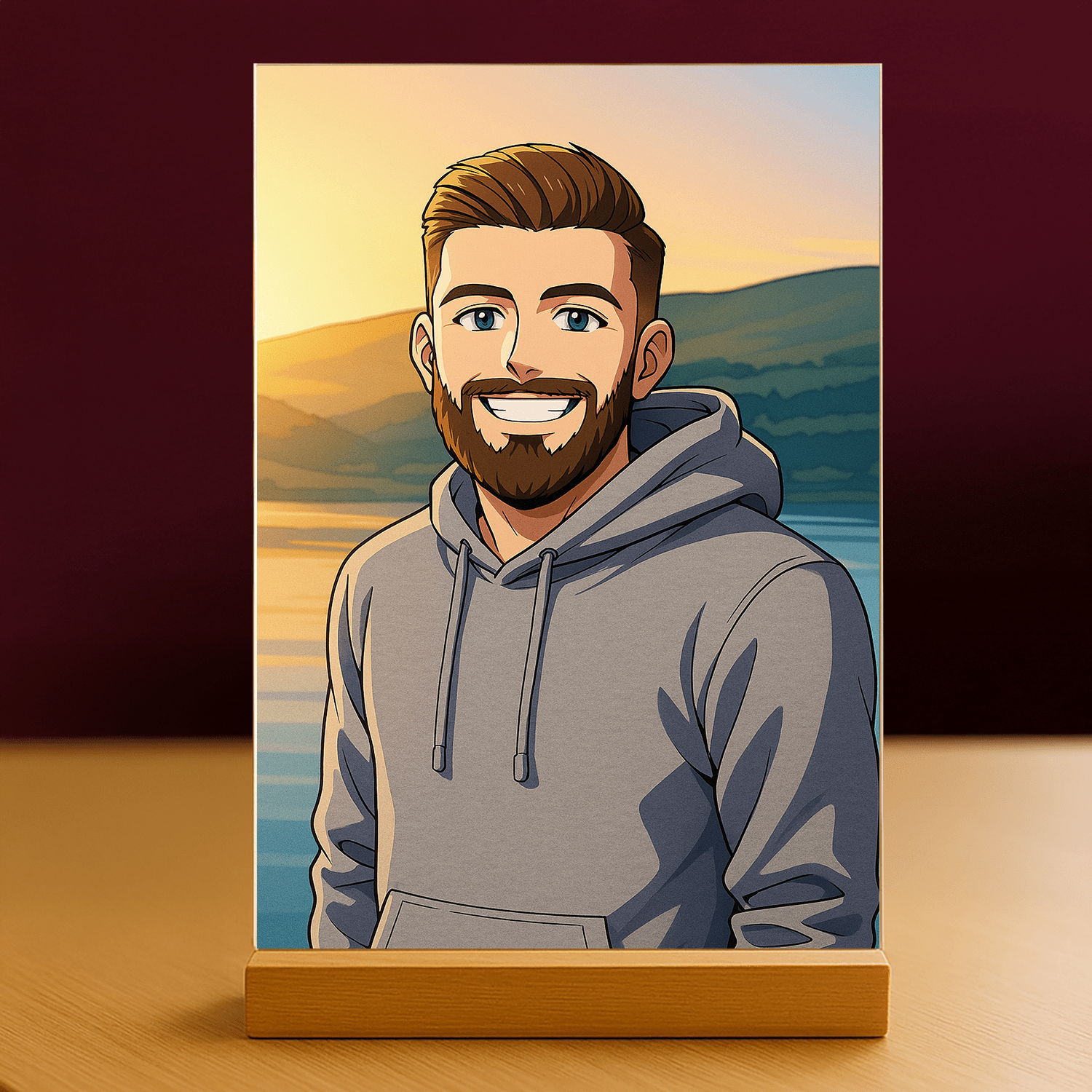 Chłopak w stylu Anime - portret na szkle akrylowym dla niego - Emmygift.pl