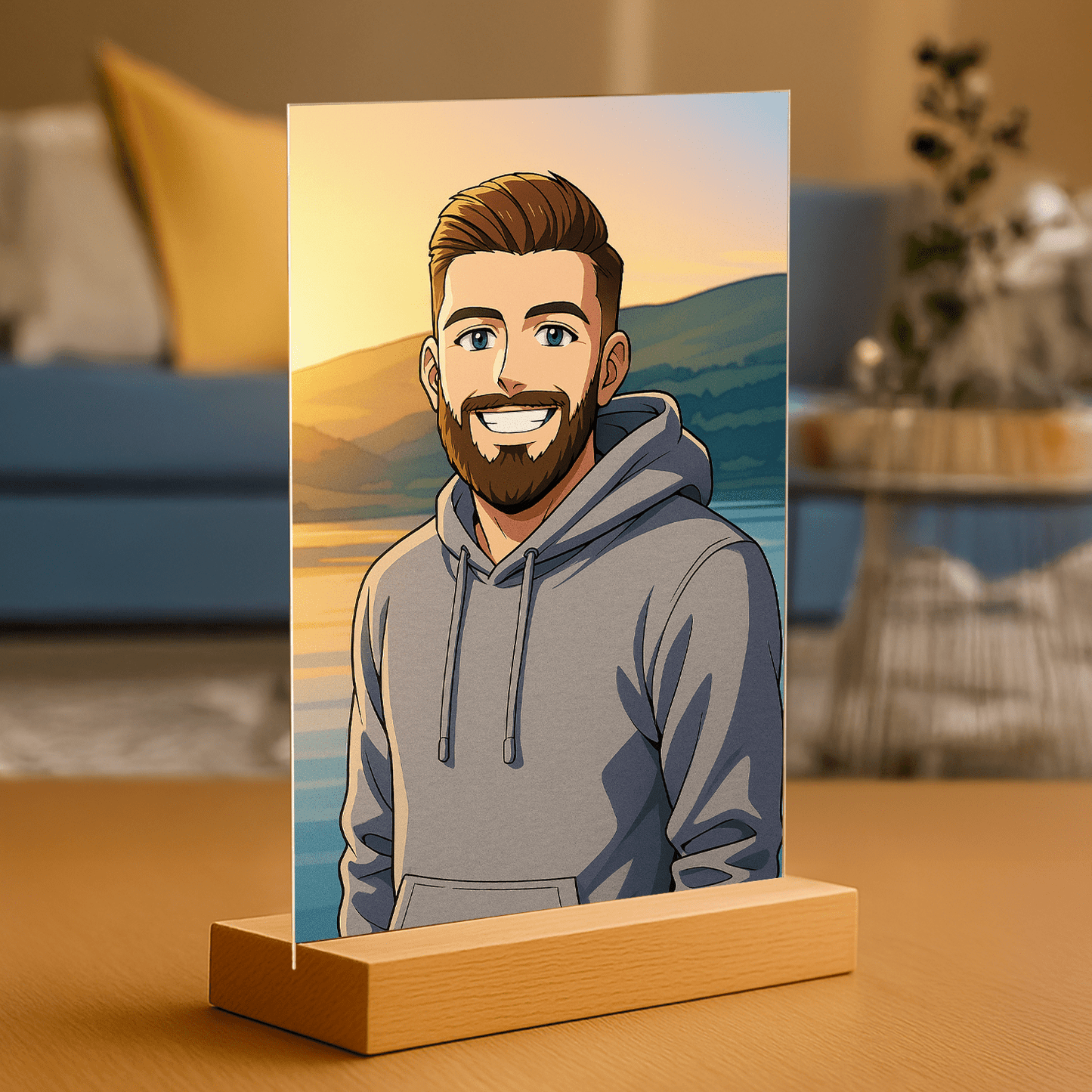 Chłopak w stylu Anime - portret na szkle akrylowym dla niego - Emmygift.pl