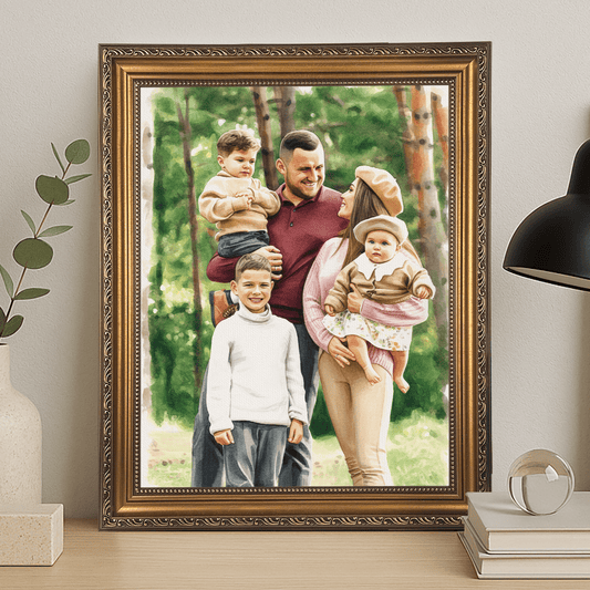 Ciepło rodzinnych wspomnień - portret na płótnie dla rodziców - Emmygift.pl