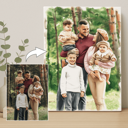 Ciepło rodzinnych wspomnień - portret na płótnie dla rodziców - Emmygift.pl