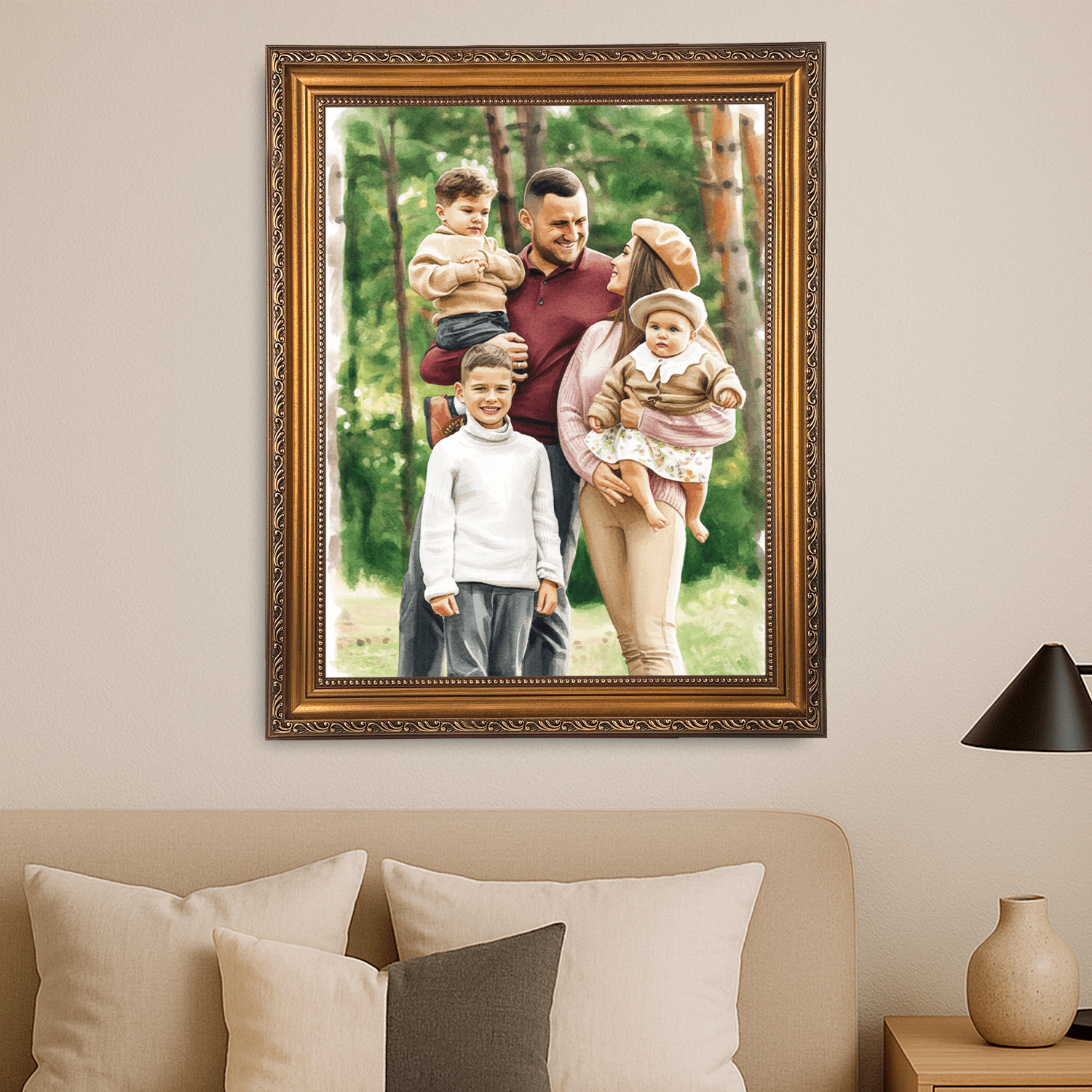 Ciepło rodzinnych wspomnień - portret na płótnie dla rodziców - Emmygift.pl