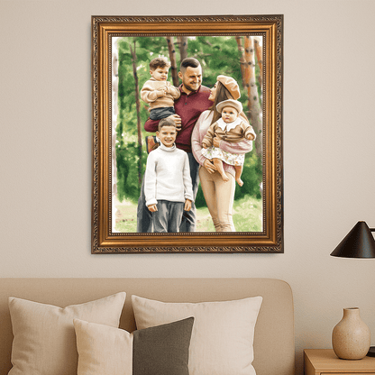 Ciepło rodzinnych wspomnień - portret na płótnie dla rodziców - Emmygift.pl