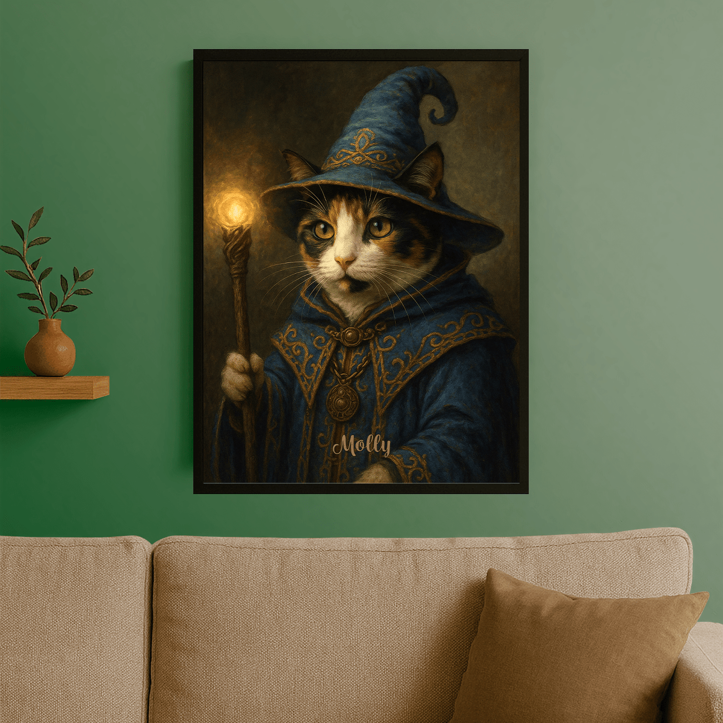 Czarodziejski kot - portret na plakacie dla miłośnika kotów - Emmygift.pl