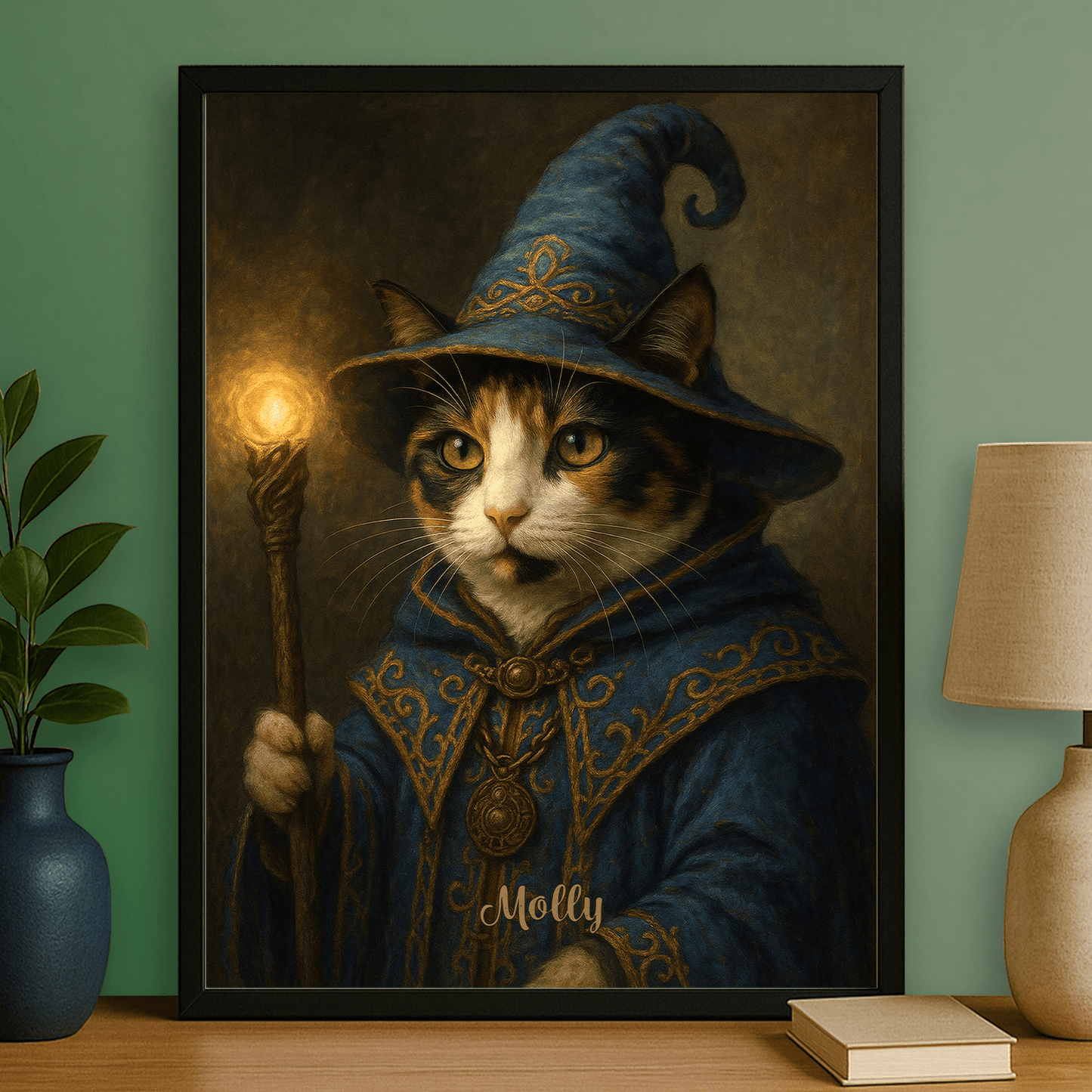 Czarodziejski kot - portret na plakacie dla miłośnika kotów - Emmygift.pl