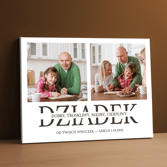 Dobry i troskliwy dziadek - kolaż na płótnie dla dziadka - Emmygift.pl