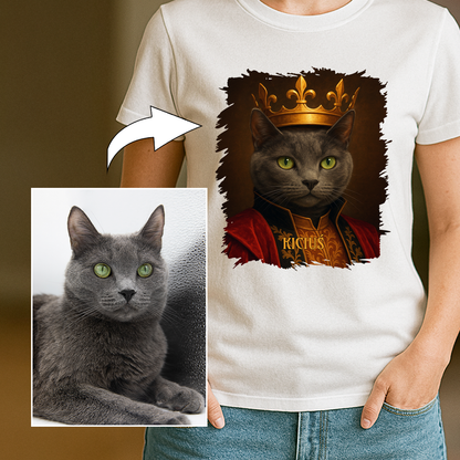 Kot w roli króla - koszulka damska z nadrukiem dla miłośnika kotów