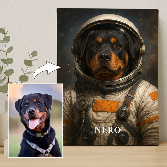 Pies w kosmosie - portret na płótnie dla miłośnika psów