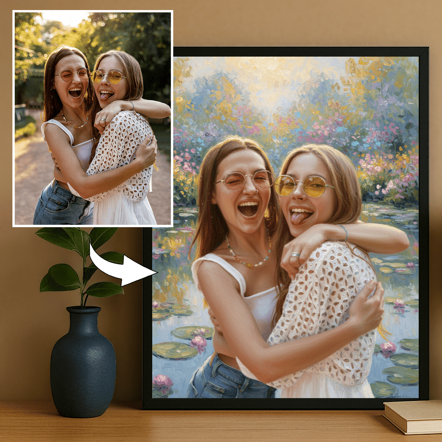 Dwie najlepsze przyjaciółki - portret na plakacie dla przyjaciółki - Emmygift.pl