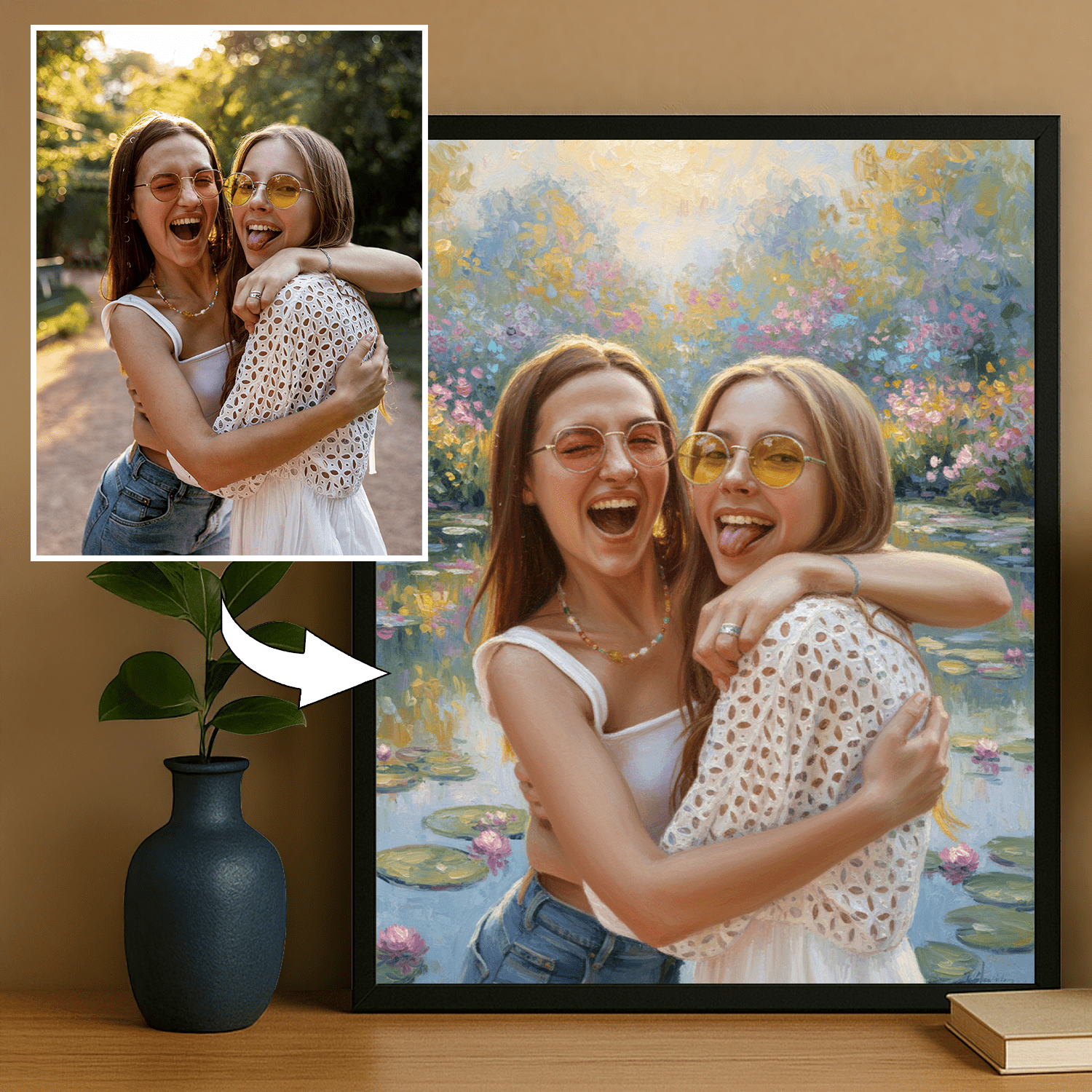 Dwie najlepsze przyjaciółki - portret na plakacie dla przyjaciółki - Emmygift.pl