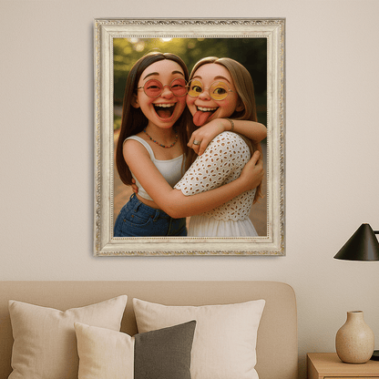 Dwie przyjaciółki jak z animacji 3D - portret na płótnie dla przyjaciółki - Emmygift.pl