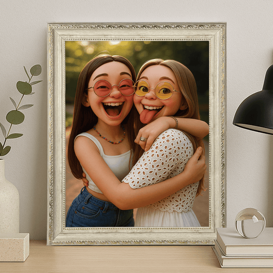 Dwie przyjaciółki jak z animacji 3D - portret na płótnie dla przyjaciółki - Emmygift.pl