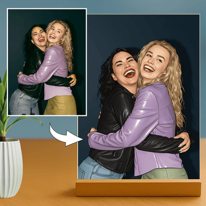 Dwie przyjaciółki jak z komiksu - portret na szkle akrylowym dla przyjaciółki - Emmygift.pl