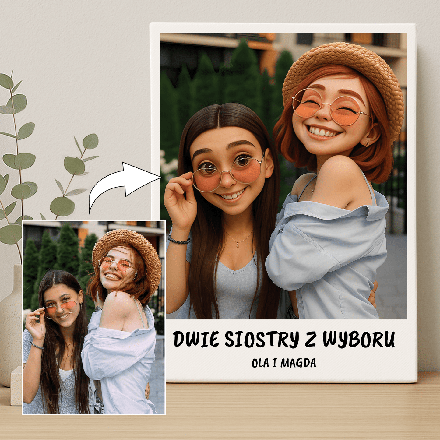 Dwie przyjaciółki w stylu filmu 3D - portret na płótnie dla przyjaciółki - Emmygift.pl