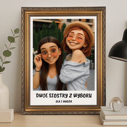 Dwie przyjaciółki w stylu filmu 3D - portret na płótnie dla przyjaciółki - Emmygift.pl