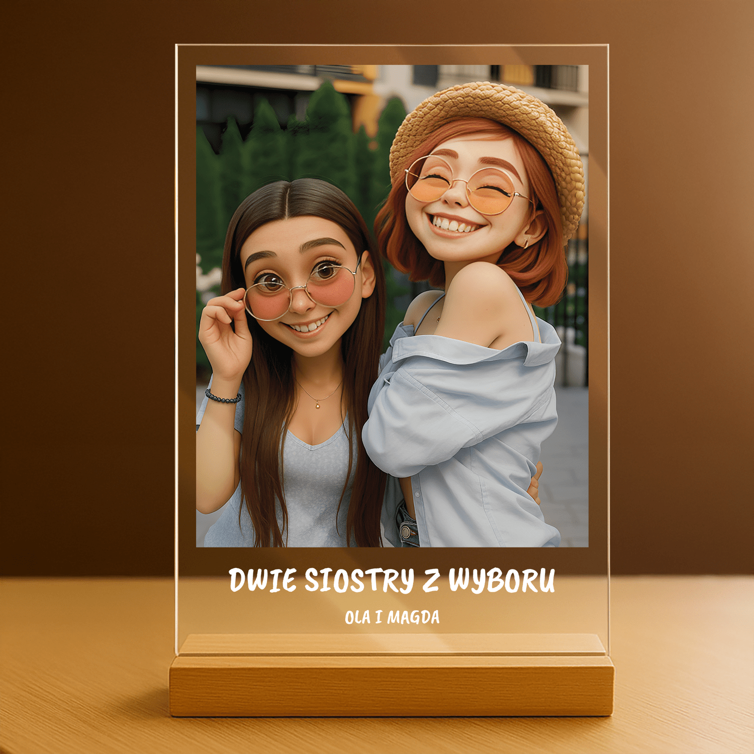 Dwie siostry z wyboru - portret na szkle akrylowym dla przyjaciółki - Emmygift.pl
