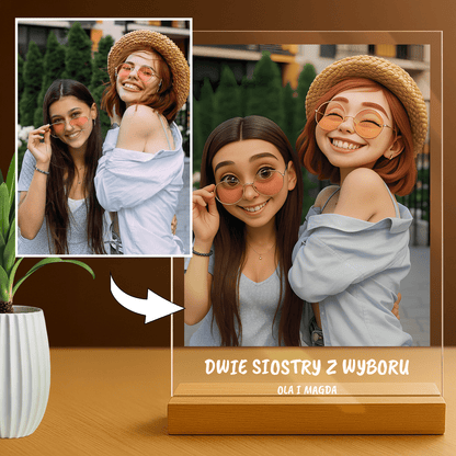 Dwie siostry z wyboru - portret na szkle akrylowym dla przyjaciółki - Emmygift.pl