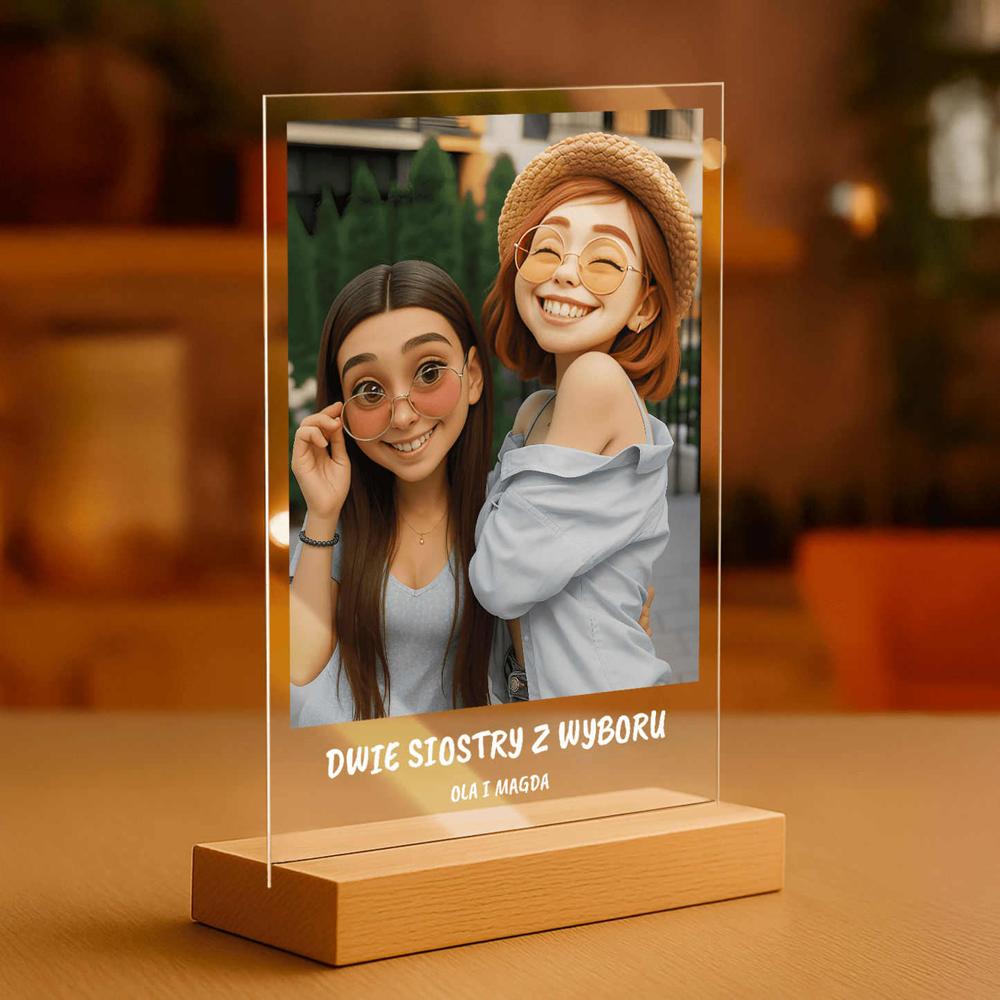 Dwie siostry z wyboru - portret na szkle akrylowym dla przyjaciółki - Emmygift.pl