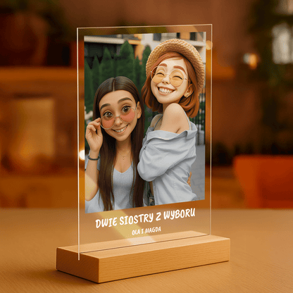 Dwie siostry z wyboru - portret na szkle akrylowym dla przyjaciółki - Emmygift.pl