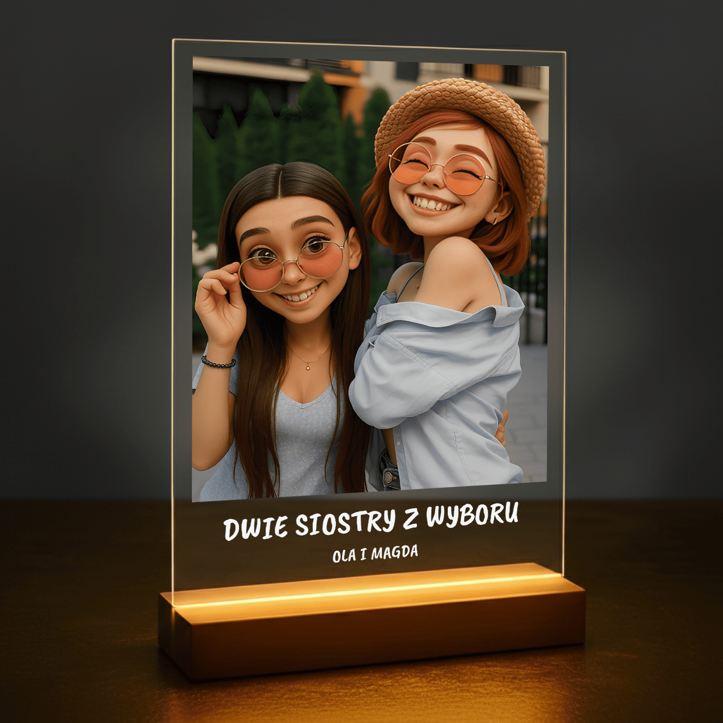 Dwie siostry z wyboru - portret na szkle akrylowym dla przyjaciółki - Emmygift.pl