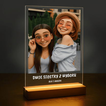 Dwie siostry z wyboru - portret na szkle akrylowym dla przyjaciółki - Emmygift.pl