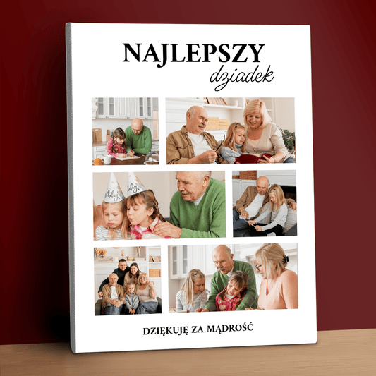 Dziękuję za Twoją mądrość - kolaż na płótnie dla dziadka - Emmygift.pl