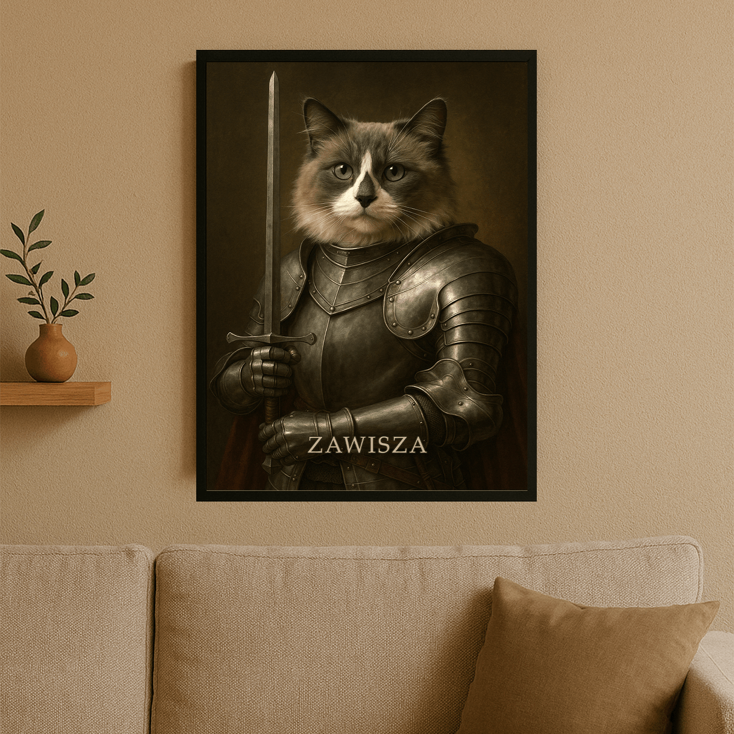 Dzielny rycerz - personalizowany plakat dla miłośników kotów - Emmygift.pl