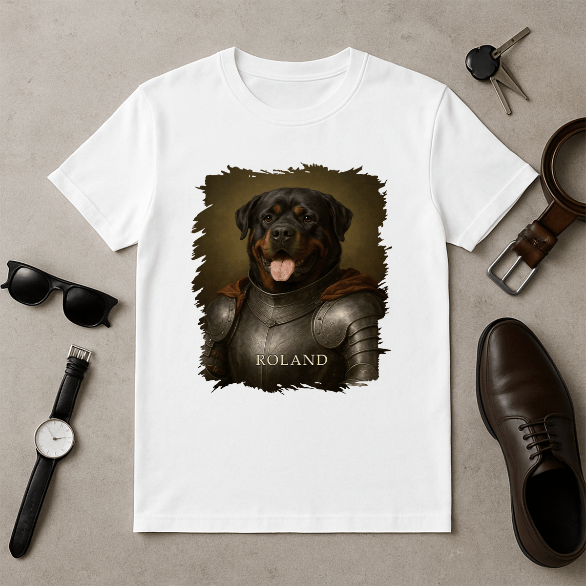 Dzielny rycerz pies - koszulka męska z nadrukiem dla miłośnika psów - Emmygift.pl