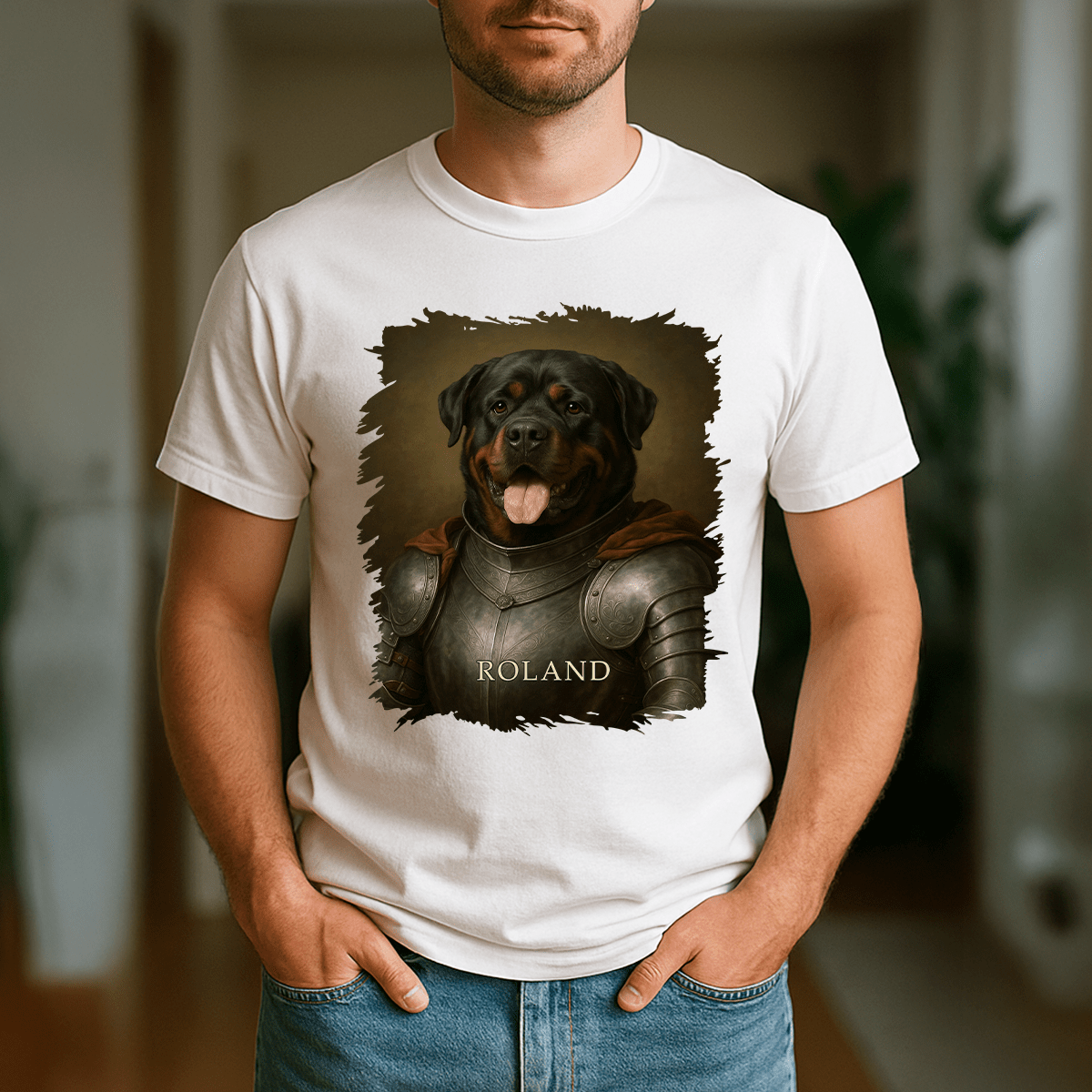 Dzielny rycerz pies - koszulka męska z nadrukiem dla miłośnika psów - Emmygift.pl