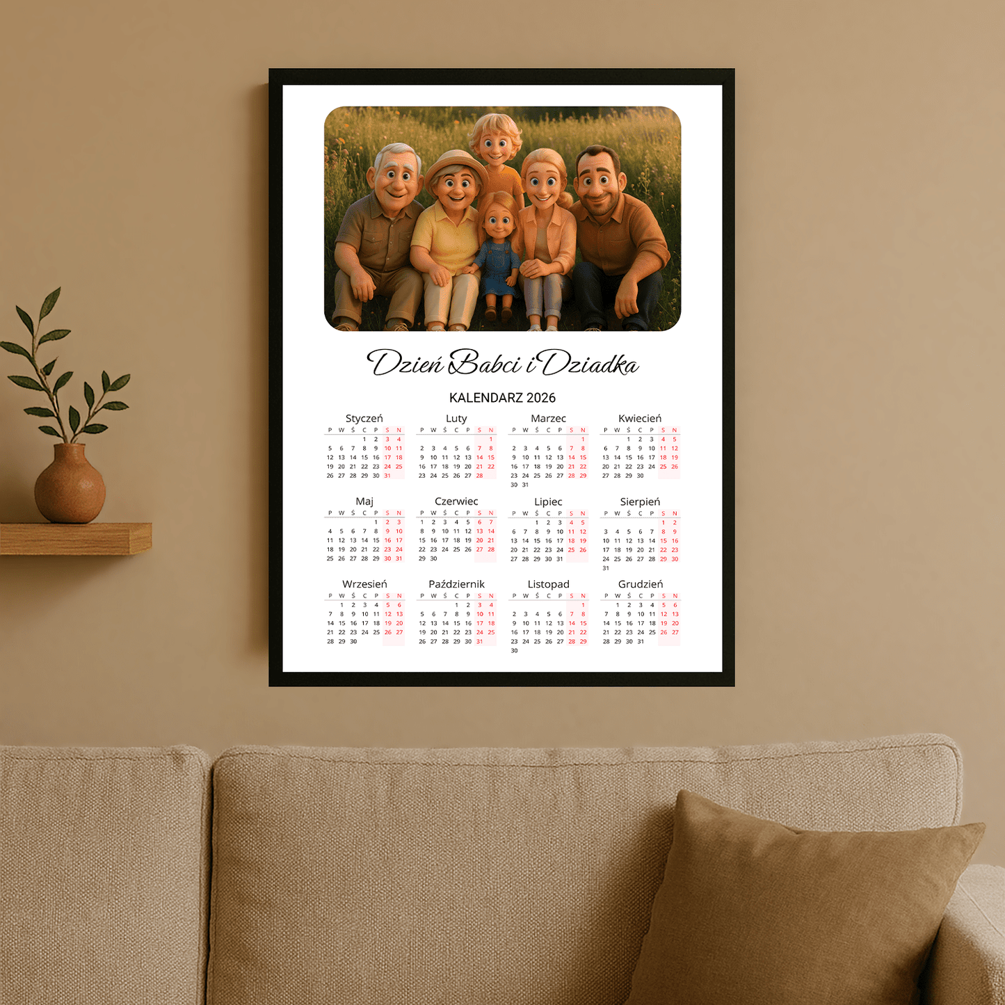 Dzień Babci i Dziadka - plakat personalizowany dla dziadków - Emmygift.pl