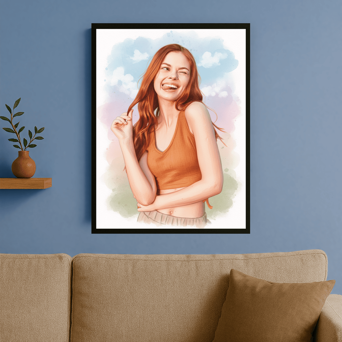 Dziewczyna jak namalowana akwarelami - portret na plakacie dla niej - Emmygift.pl