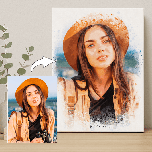 Dziewczyna jak namalowana akwarelami - portret na płótnie dla niej - Emmygift.pl