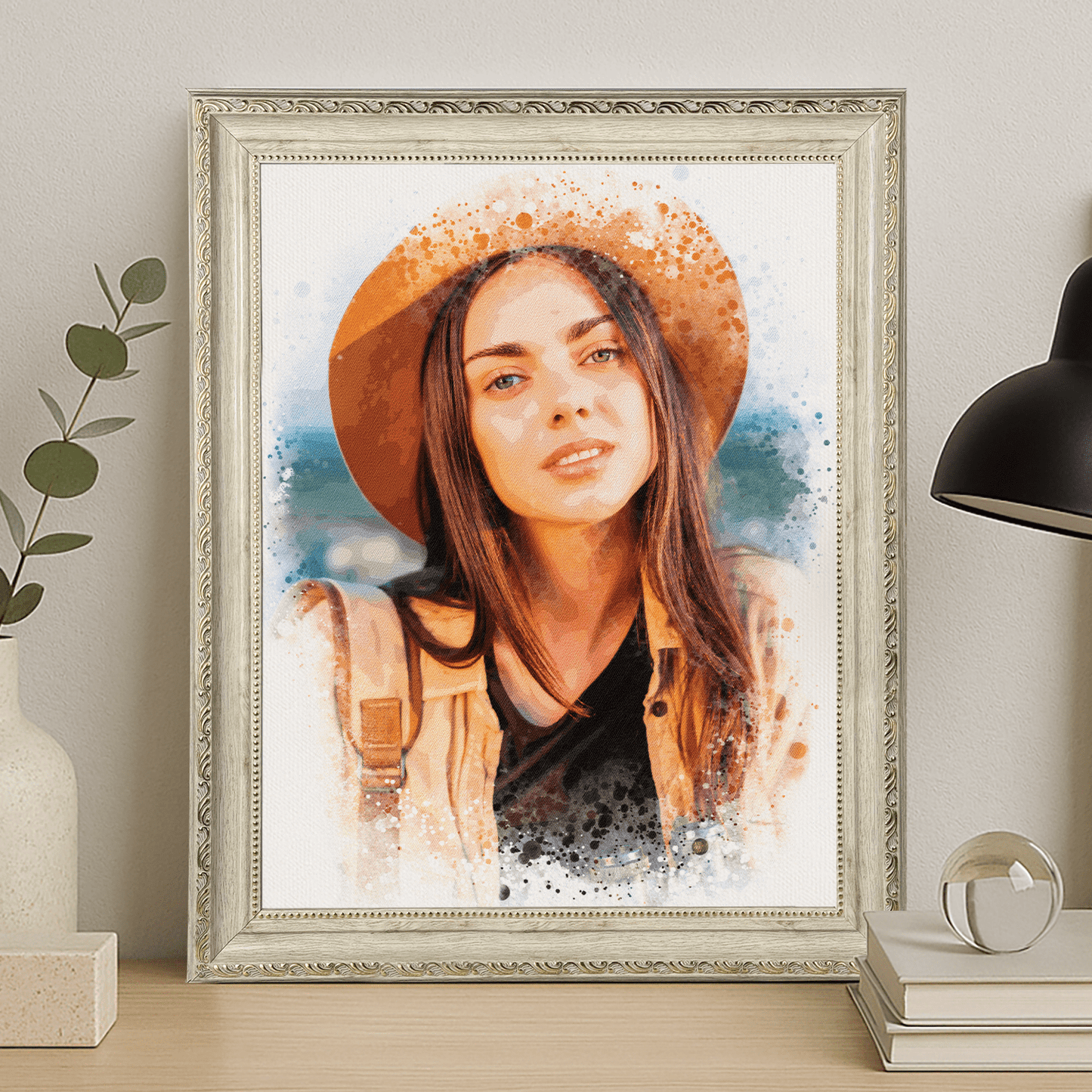Dziewczyna jak namalowana akwarelami - portret na płótnie dla niej - Emmygift.pl