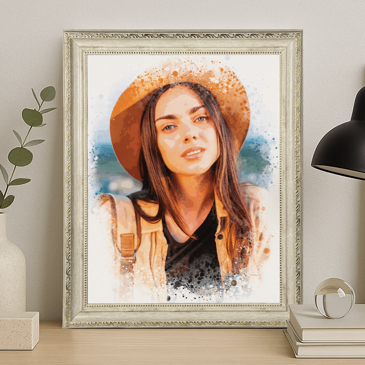 Dziewczyna jak namalowana akwarelami - portret na płótnie dla niej - Emmygift.pl