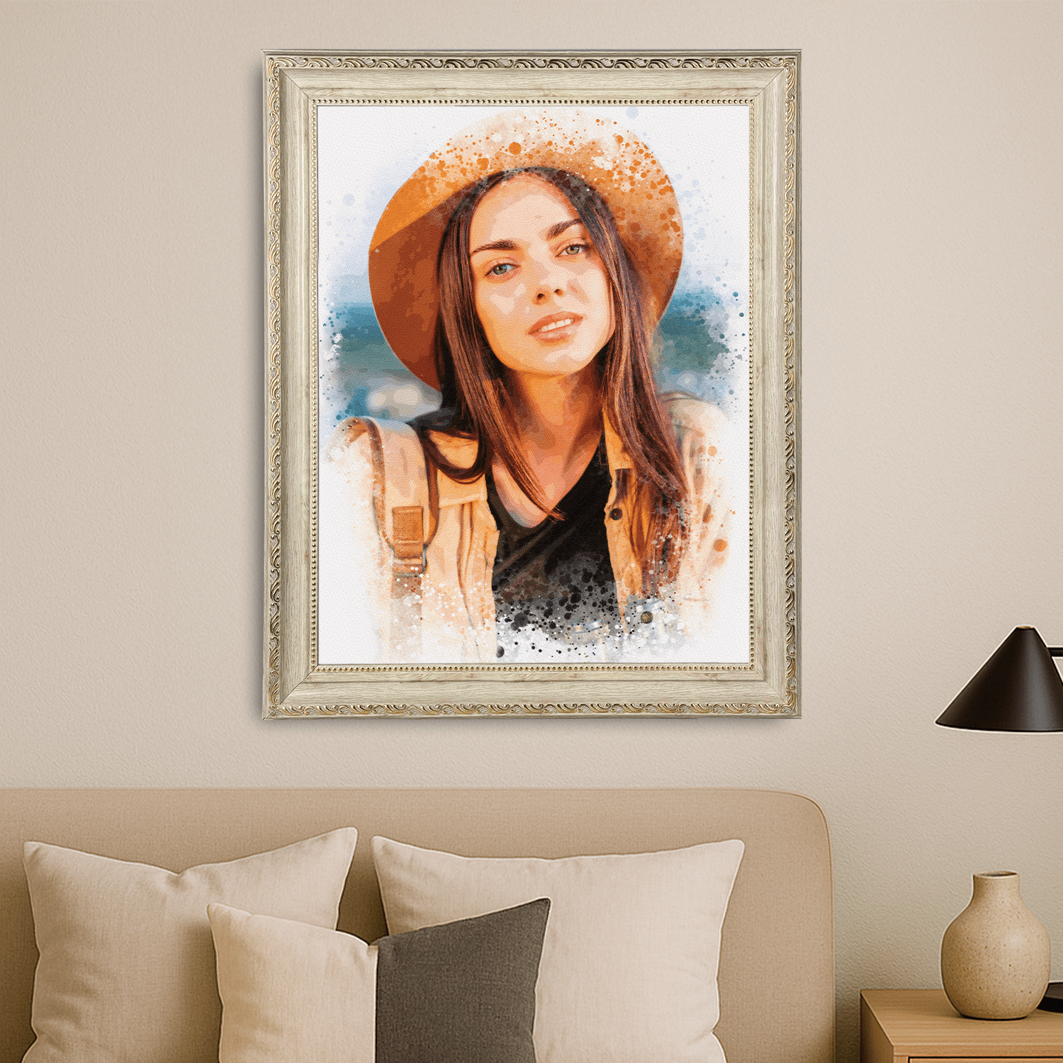 Dziewczyna jak namalowana akwarelami - portret na płótnie dla niej - Emmygift.pl