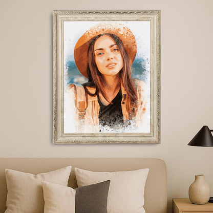 Dziewczyna jak namalowana akwarelami - portret na płótnie dla niej - Emmygift.pl