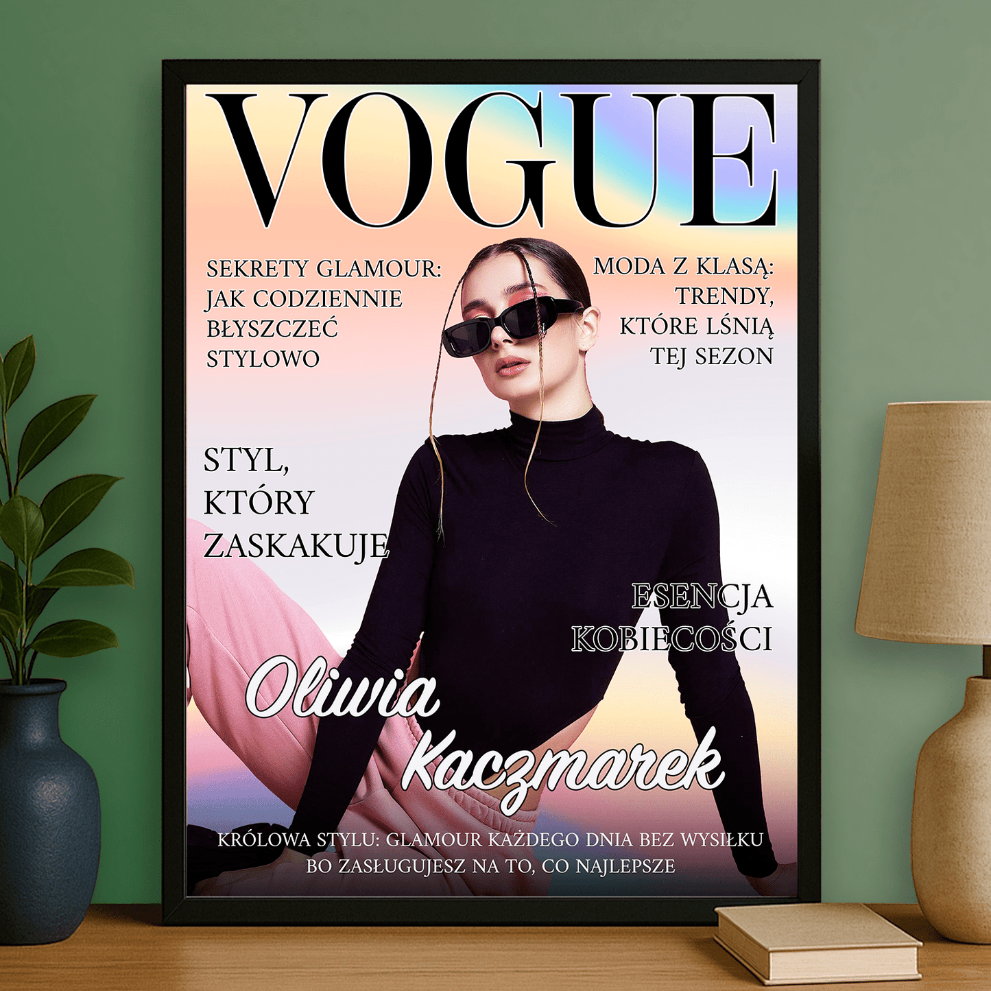 Dziewczyna jak z okładki Vogue - plakat personalizowany dla niej - Emmygift.pl