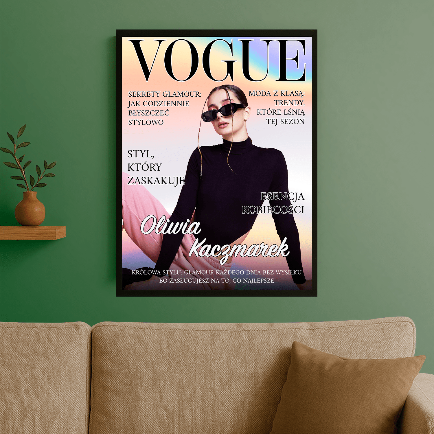 Dziewczyna jak z okładki Vogue - plakat personalizowany dla niej - Emmygift.pl