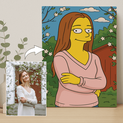 Dziewczyna jak z Simpsonów - portret na płótnie dla niej - Emmygift.pl
