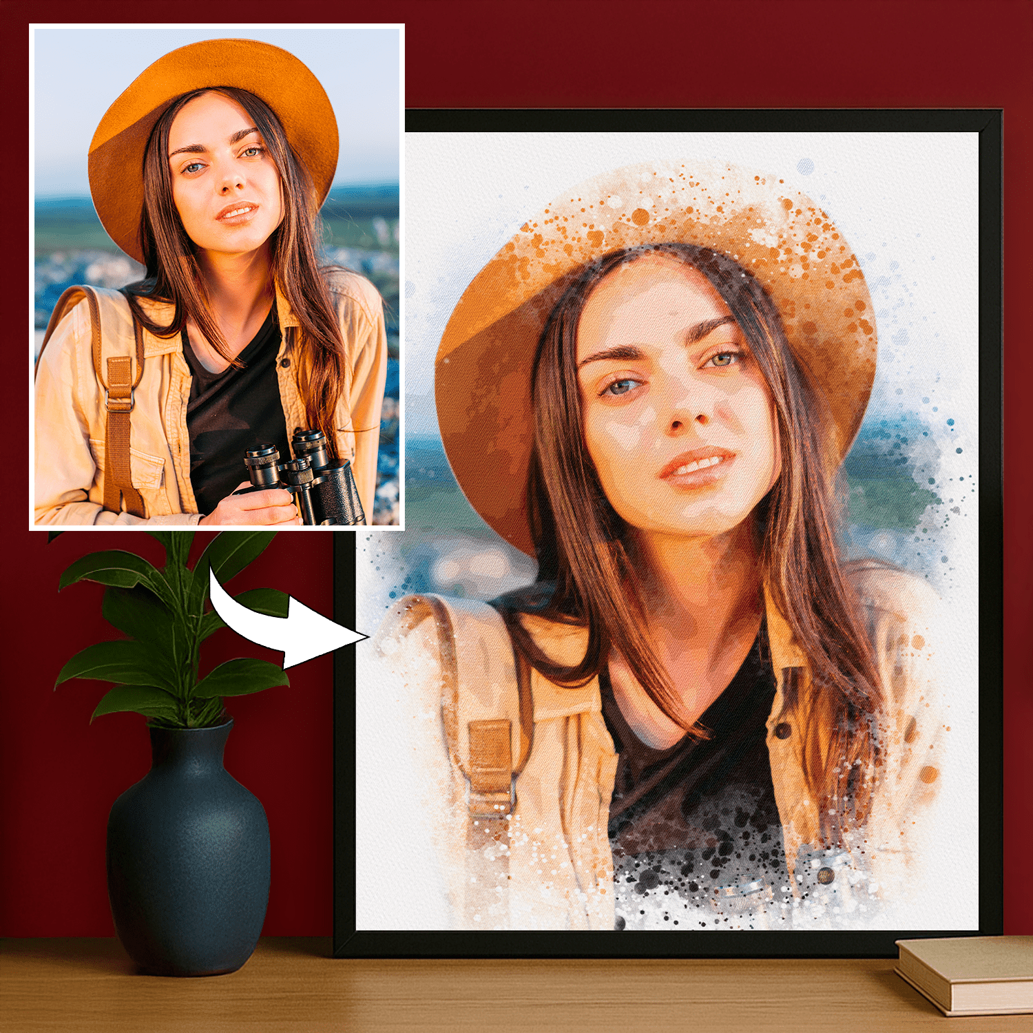 Dziewczyna w akwarelowym stylu - portret na plakacie dla niej - Emmygift.pl